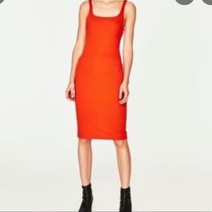Zara Orange Tank Midi Dress - Sleek & Stylish - Size S